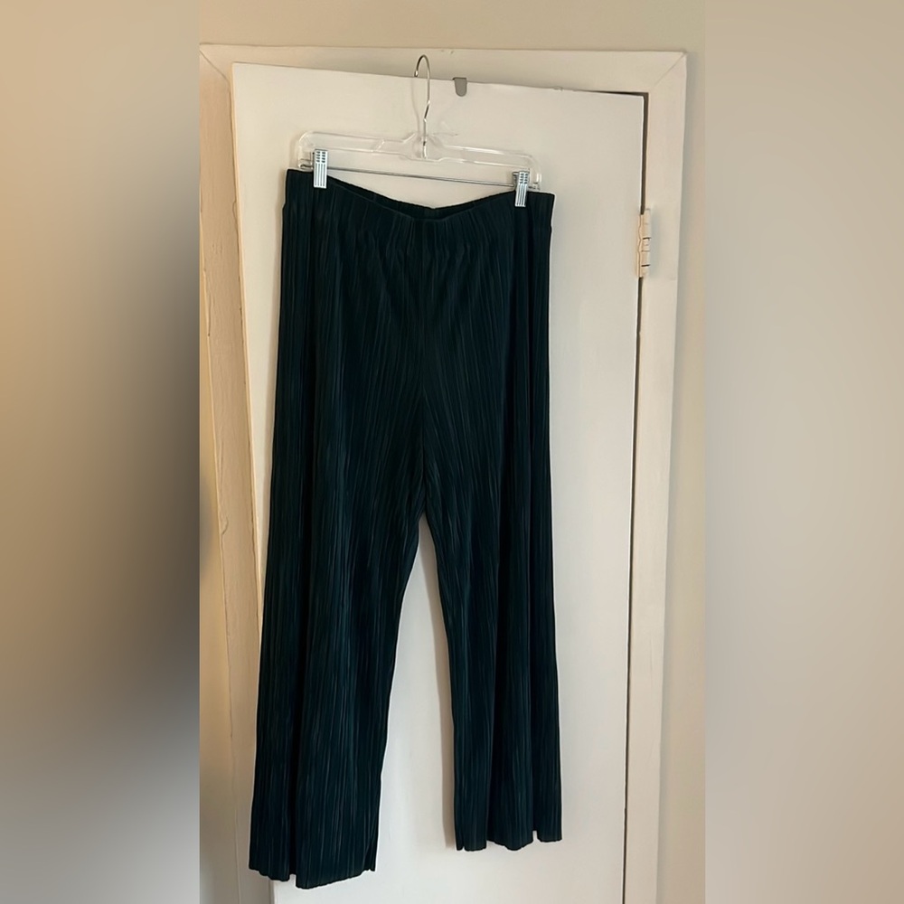 Anne Klein green plisse pants size L